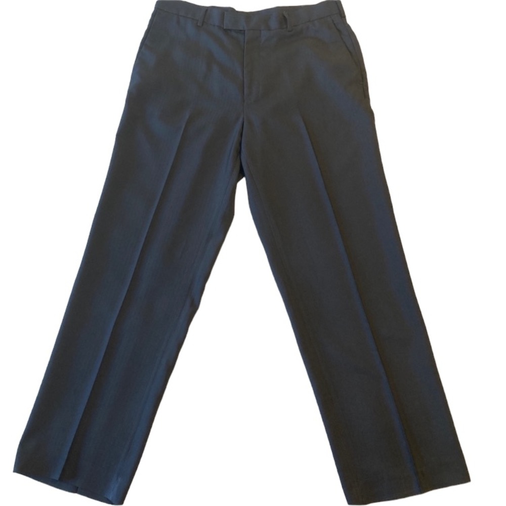 Dimitrius charcoal gray black dress slacks pants W 34 L 32 EUC stripes RN 92066